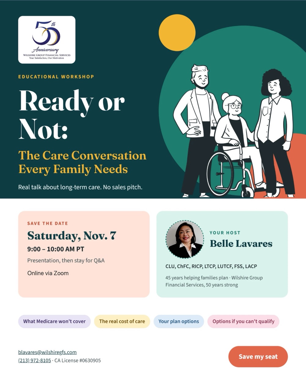 Ready or Not: The Care Conversation Every Family Needs workshop flyer