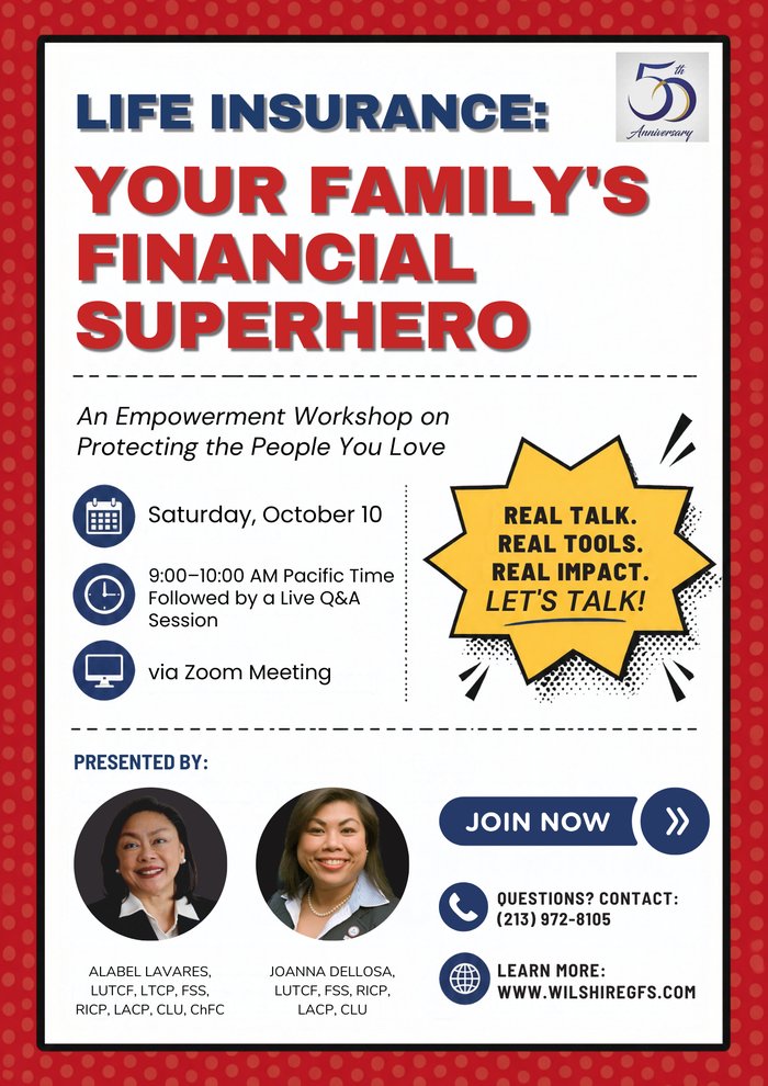 Life Insurance: Your Family's Financial Superhero workshop flyer